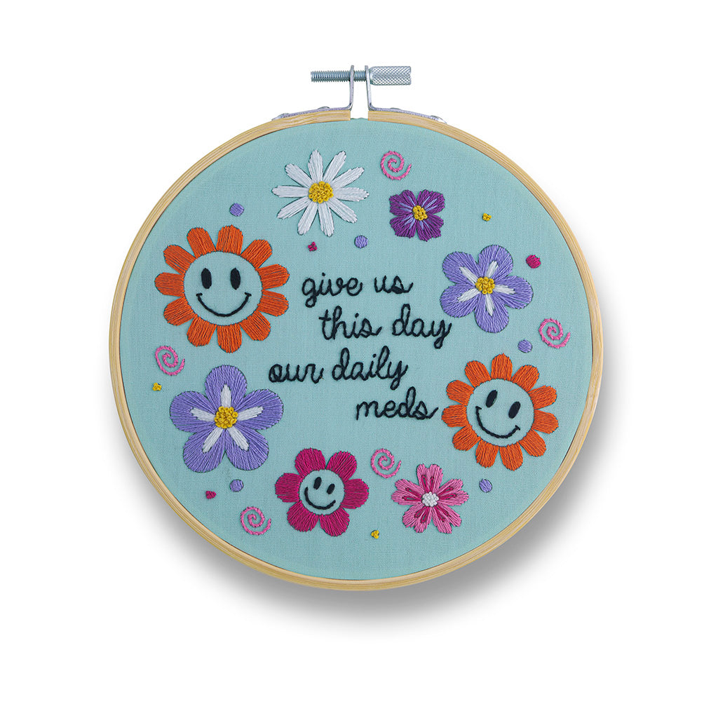 Give Us This Day Our Daily Meds Embroidery Kit
