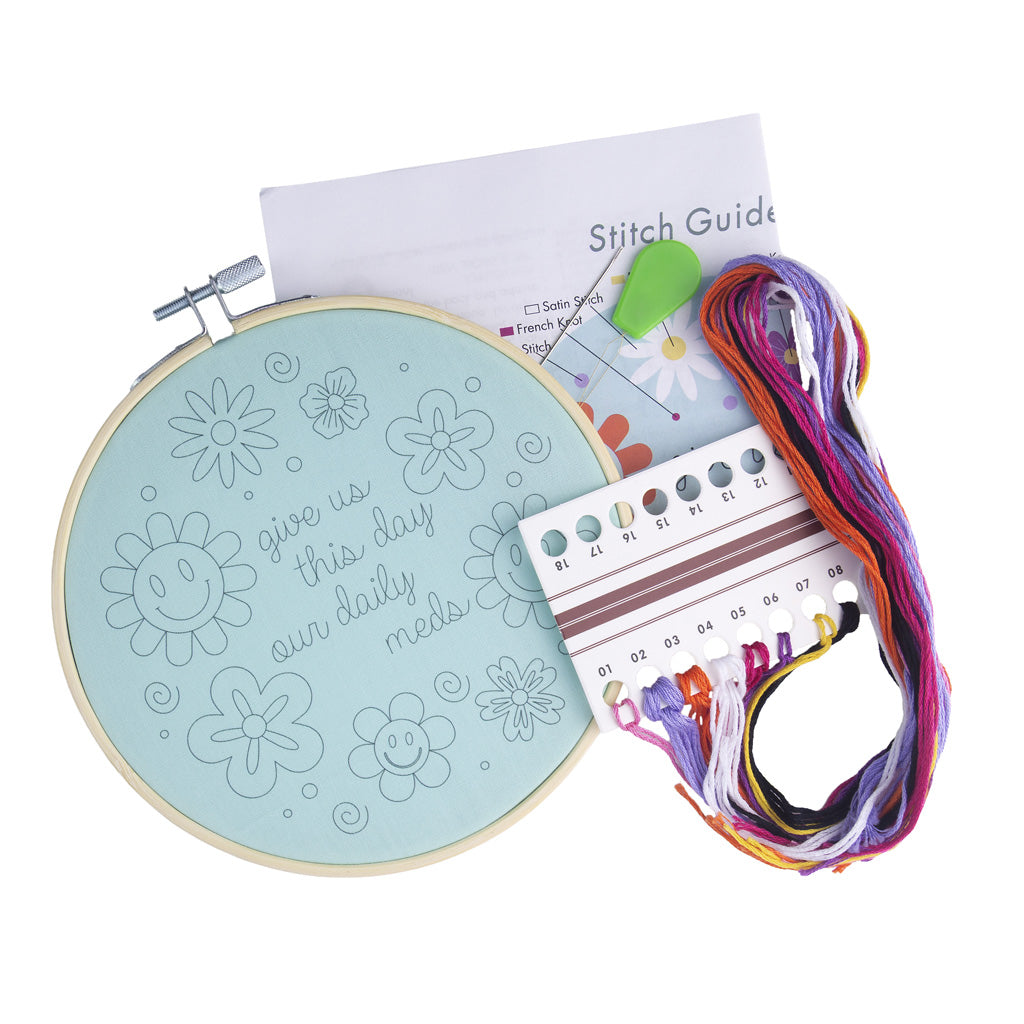 Give Us This Day Our Daily Meds Embroidery Kit