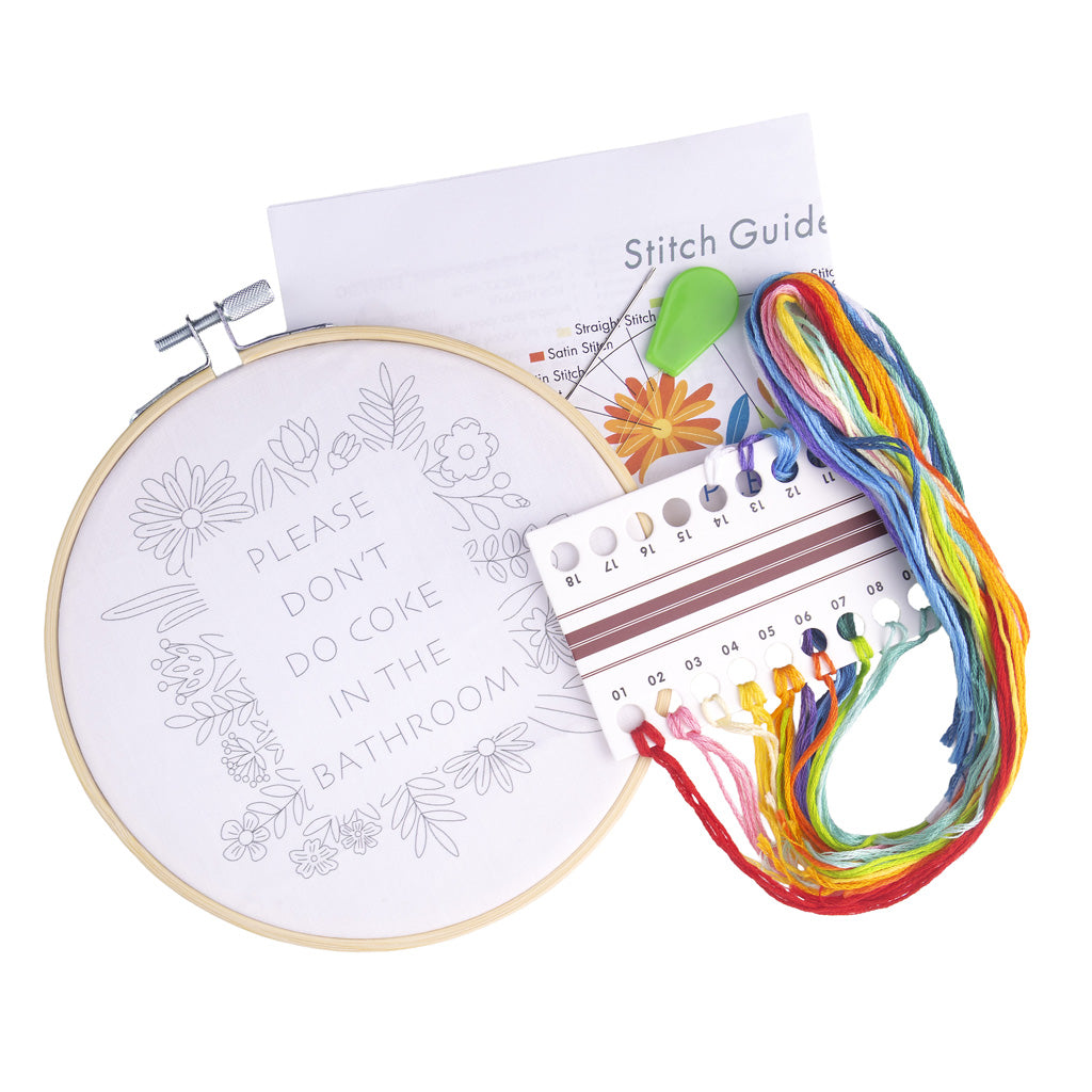 Please Don't Do Coke In The Bathroom Embroidery Kit
