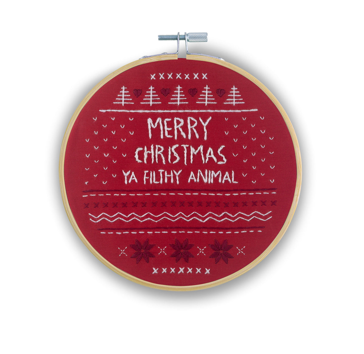 Merry Christmas Ya Filthy Animal Embroidery Kit