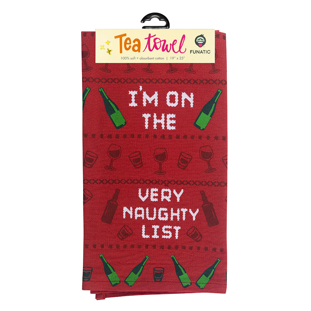 I'm On The Very Naughty List Tea Towel
