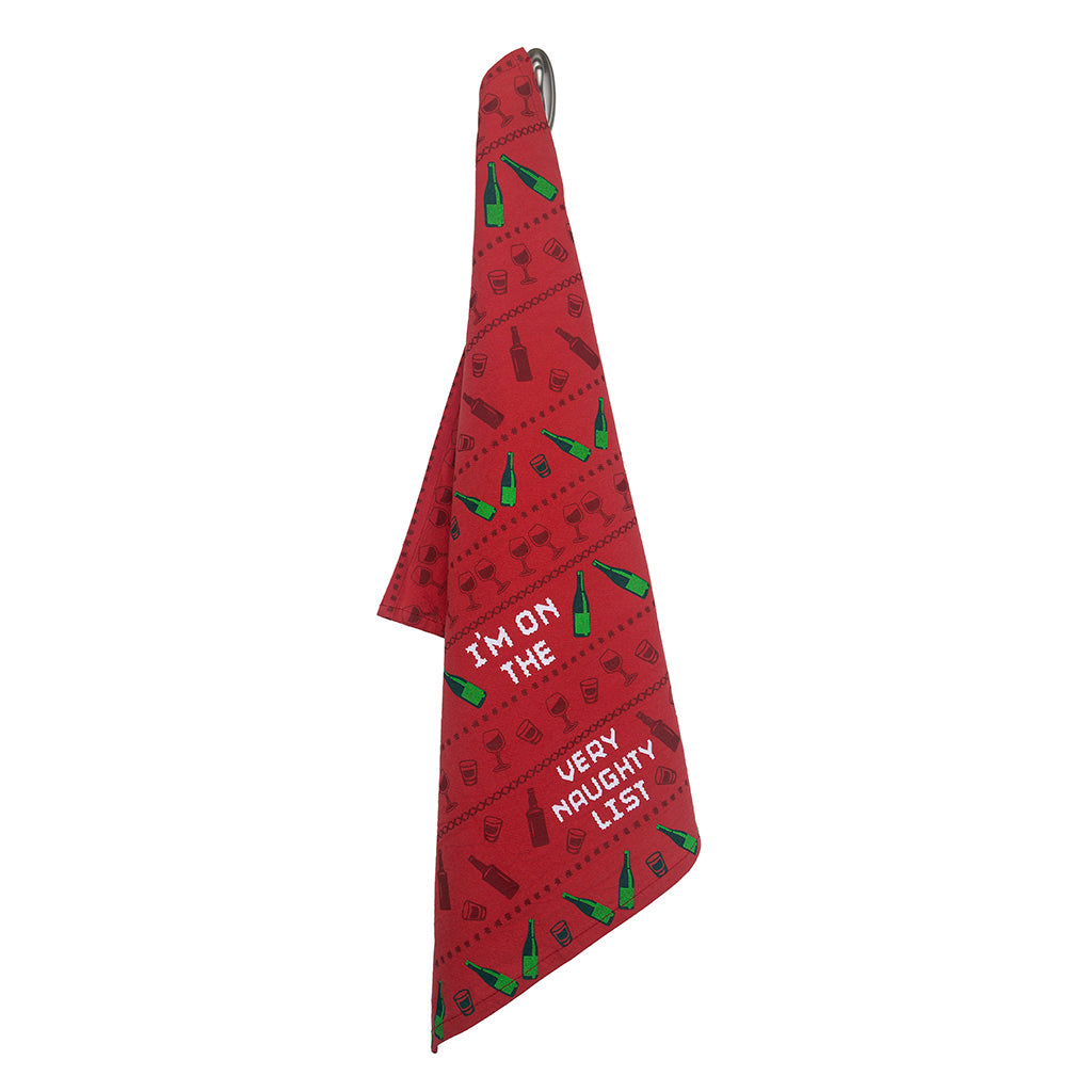 I'm On The Very Naughty List Tea Towel