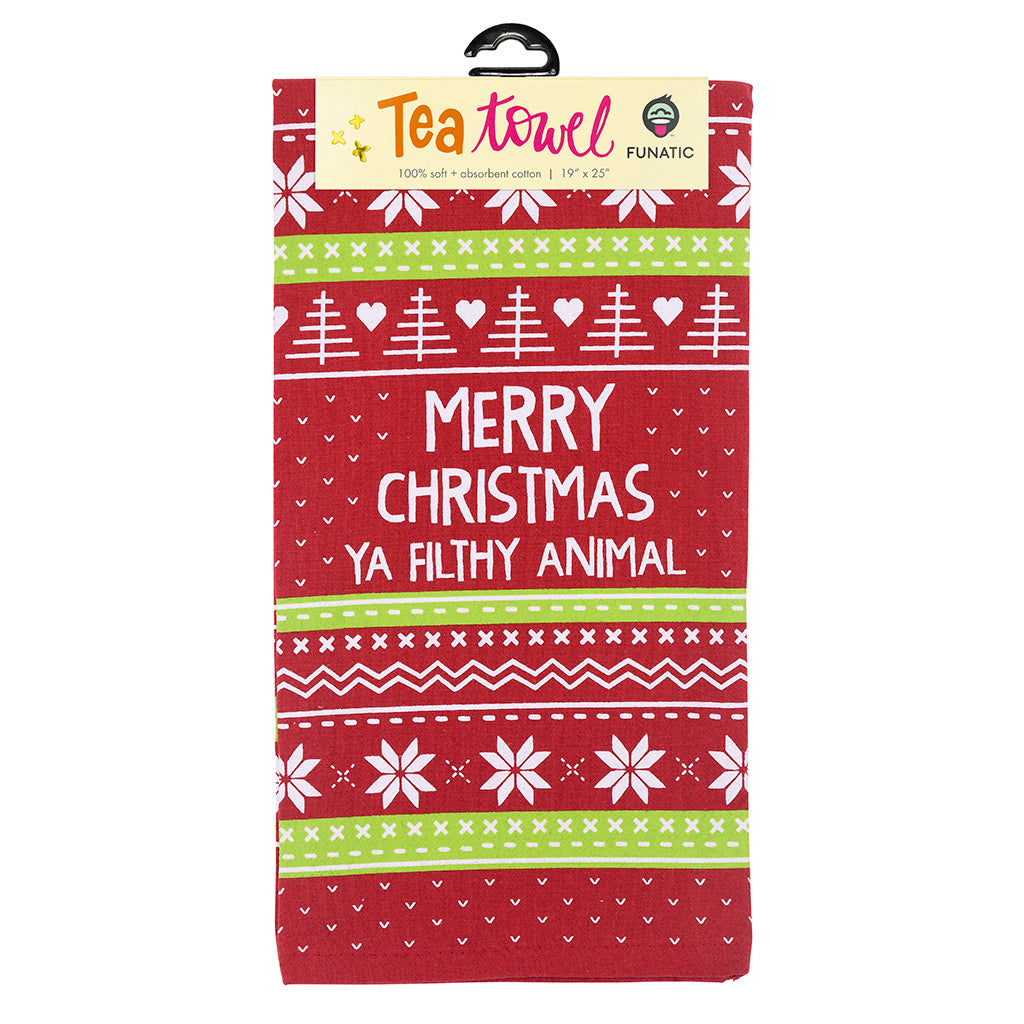Merry Christmas Ya Filthy Animal Tea Towel