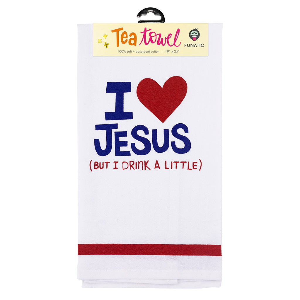 I Love Jesus (but I drink a little) Tea Towel